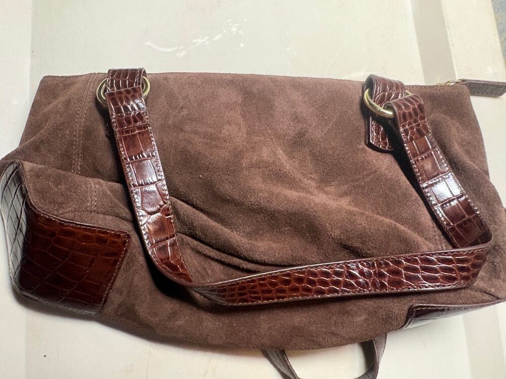 Ralph Lauren Suede Shoulder Bag Women's Brown, Zipper Closure